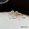 Pendientes de amor con circonita irregular plisada de venta caliente transfronteriza diseño personalizado pendientes estilo ins pendientes de网红 pendientes al por mayor