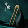 Horquilla doble en forma de U de sándalo verde para el pelo accesorio para ropa china antigua para enviar a la novia horquilla antigua de moda en internet