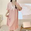 Camisón de verano de manga corta, pijama de oso de dibujos animados, holgado para mujer, talla grande, sencillo, largo, dulce para estar en casa, Mujer