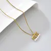 Q10 Collar de Cadena para Clavícula con Cadena de Acero Inoxidable y Colgante Dorado Estilo Coreano Joyería al por Mayor