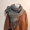 Bufanda de Cuadros Pata de Gallo para Mujer Invierno 2024 Nueva Borla Estilo Coreano Imitación Cachemira Bufanda Versátil Bufanda Cálida para Hombre