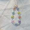 Cordón para teléfono móvil Cadena corta para muñeca Hecho a mano con cuentas Colgante de flor pequeña Exquisita pulsera de flores coloridas para mujer