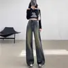 Jeans de Pierna Ancha Estilo Retro Americano para Mujer Tendencia Nuevo Rectos Sueltos Cintura Alta Adelgazantes Pantalones de Calle Mopa