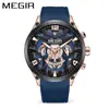 Reloj de pulsera MEGIR para hombre, nuevo, con correa de silicona, multifuncional, creativo, de moda, deportivo, venta al por mayor