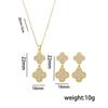 [traje] Collar de moda coreano estilo clavícula de acero inoxidable con colgante de circonita de trébol de cuatro hojas para mujer, retención de color oro real 18K