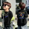 Camiseta de Manga Larga para Niños Primavera y Otoño 2026 Nueva 100% Algodón Infantil Cuello Redondo Elegante Falso Dos Piezas Casual para Niños Mayores