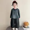 Conjunto de Niña Primavera 2026 Nuevo Estilo Coreano Moda Ropa de Otoño para Niños Pantalones Chaleco para Bebé Conjunto de Tres Piezas