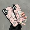 Ins Girl Powder Bordado Filhote de Cachorro para Apple 16promax Phone Case iPhone15 Bonito 14 Desenho Animado 13p