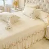 2026 Nuevo Faldón de Cama de Algodón con Patrón de Platino Estilo Princesa Faldón de Cama Individual, Funda de Almohada Individual, Juego de Tres Piezas, Juego de Funda Nórdica de Cuatro Piezas