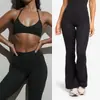 Conjunto de Yoga Transfronterizo Sexy Sujetador Halter Espalda Hermosa Pantalones Acampanados para Mujer Ropa Deportiva para Correr Fitness Conjunto de Yoga