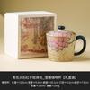 Caneca de Café Flint Red Azul e Branca para Mulheres, Caneca de Cerâmica Pessoal para Chá da Tarde, Caneca de Latte de Lótus Pintada à Mão, Caneca Única