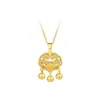 Colar Cadeia Clavícula Pingente Cadeado da Paz Caractere "Fu" Oco Retenção de Cor Alta Cadeado da Longevidade Corrente para Clavícula Outono e Inverno Novo Mesmo Estilo Dourado