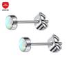 Pendientes de titanio G23 con incrustaciones de aguja fina Aobao, hebilla de mariposa, pendientes sencillos de aleación de titanio para piercing corporal.
