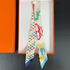Nuevo Pañuelo Francés Pequeño de Seda Biselada de Otoño, Cinta Estrecha y Larga Atada a la Bolsa, Bufanda Souvenir y Diadema de Moda