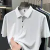 Camisa Polo de Manga Corta Estampada de Seda Helada de Verano para Hombre, Casual, Transpirable, Delgada, Estilo Papá, Camiseta de Media Manga