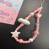 Nova Corrente de Cordão para Celular Rosa Nuvem Branca Menina Ccdins Câmera Pingente de Contas Universal
