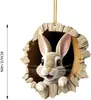 Entre em novas decorações de Páscoa decoração de Páscoa vintage formato de buraco de árvore com ornamentos de coelho com decoração para pendurar em corda