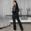 C7579 Moda Europea y Americana Transparente de Malla con Pedrería Mono de Manga Larga Sexy para Mujer Cross-Border Aliexpress Amazon