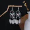 Pendientes Ovalados Estilo Étnico Bohemio Europeo y Americano Transfronterizos para Mujer Retro Atracciones Turísticas Pendientes con Borlas Étnicas