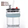 Nuevo Vaso de Vidrio con Popote de Animal Lindo de Aspecto Elegante Lujo Ligero Gran Capacidad Vaso de Agua Estudiante Dibujos Animados Portátil Vaso con Popote