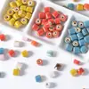 Grânulos Cerâmicos Bicolores com Esmalte Floral Vintage Estilo Japonês, Grânulos Espaçadores Versáteis para Acessórios de Pulseira Artesanal DIY