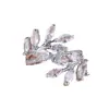Anel de abertura de cavalo com zircônia olho de cavalo e folha AliExpress transfronteiriço moda tudo-combinável