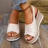 Sandalias de Plataforma con Hebilla de Punta Descubierta y Tacón de Cuña Grueso de Talla Grande Transfronteriza para Mujer, Impermeables, Moda Europea y Americana, para Exterior, Sandalias de Mujer