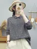Camisa de gasa de algodón de doble capa con estampado floral para mujer, de manga larga, estampado floral artístico vintage, suave y agradable para la piel, algodón puro, top de corte holgado