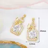 Accesorios para pulseras, collares, joyería DIY versátiles y creativos, colgante geométrico con circonita de rhinestone microincrustada, chapado en cobre de oro real 18K
