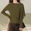 Suéter de punto asimétrico estilo chal para mujer, diseño de principios de otoño, jersey de manga larga sin hombros, corte ajustado, estilo de nicho