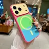 Funda de Bloques de Color Estilo Europeo y Americano Que se Transforma Instantáneamente en 18, Adecuada para Funda de Teléfono Apple 17 Pro Max, iPhone 18 Pro Cobertura Total, Atracción Magnética 16/15