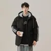 2025 Ropa Holgada de Otoño e Invierno con Capucha Estilo Hong Kong Chaqueta Cálida Tipo Pan Nuevo para Hombre Chaqueta para Pareja de Hombres Rayas Combinación de Colores