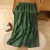 Novo Top Bordado de Algodão e Linho Plus Size para Mulheres, Solto e Emagrecedor, Moderno + Conjunto Elegante de Calça Longa de Algodão e Linho