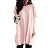 Camiseta de Manga Murciélago Europea y Americana de Primavera y Otoño para Mujer en stock Camiseta Básica Nueva Casual Cuello Redondo Bolsillo Manga Larga