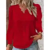 2023 Sitio Independiente Deseo Amazon Otoño Manga Larga Cuello en V Encaje Patchwork Camisa Blusa para Mujer Ropa para Mujer