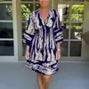 Vestido midi estampado de verano para mujer, con cuello en V y cintura ajustada, nuevo comercio exterior transfronterizo de Amazon 2023