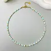 Collar de cuentas de concha de mar de moda fresca Cadena para la clavícula de lujo ligero de nicho para mujer Cadena para suéter