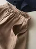Alta qualidade, um item essencial para todos. Refrescante e respirável para primavera e verão. Shorts de linho da moda, simples, versátil, emagrecedor, com cintura elástica para mulheres