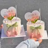 Decoração de Bolo Flor de Tulipa Bud para o Dia dos Namorados Chinês de 2025 Confissão de Casal Amor Amor Plug-in Acrílico