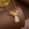 Collar de Mariposa con Degradado de Nuevo Estilo Transfronterizo Europeo y Americano para Mujer, Collar con Colgante de Moda, Accesorios de Cadena para Clavícula al por Mayor