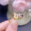 Anel de Citrino Amarelo Natural com Pedra Solta Totalmente Limpa Medindo 6*8mm, Feito de Prata Esterlina 925 Banhada a Ouro 18K