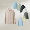 Camiseta Masculina de Manga Longa Outono Inverno Nova Polo com Lapela Estilo Coreano Versátil Top Tendência Casual de Negócios Camisa Base
