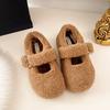 Moda Blanco Pequeño Estilo Fragante Forro de Polar Planos Zapatos de Piel para Mujer 2025 Nuevo Invierno Cálidos Mary Jane Zapatos de Algodón
