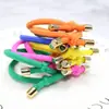 Nuevo anillo para el pelo de nudo de alta elasticidad, cuentas de tubo dorado, banda de goma de color fluorescente, cuerda para el pelo pequeña, fresca y simple, joyería de Yiwu