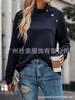 2025 Nuevo Comercio Exterior Transfronterizo Ropa Europea y Americana Estación Independiente Wish Aliexpress Popular Sudadera de Cuello Alto Acolchada de Color Puro