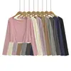 Conjunto Suave y Cómodo de 26 Piezas para Otoño, Corte Ajustado, Cuello en U, Colores Macarrón, con Almohadillas Fijas en el Pecho, Cintura Moldeadora y Camiseta de Manga Larga Cardigan