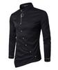 Aliexpress Nova Camisa Masculina Irregular com Botão Diagonal de Boa Qualidade Tamanho Europeu Primavera Gola Alta Camisa Masculina Tamanho Grande