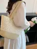 2026 Verão Novo Estilo Renda Palha Bolsa Tote Feminina Bolsa Grande Capacidade Férias na Praia Bolsa de Ombro Bolsa Tecida