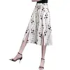 Pantalones Culotte de Gasa Finos de Verano con Aberturas Pantalones Capri Estampados para Mujer Pantalones Casuales Sueltos Pantalones de Pierna Ancha de Seda de Hielo de Alta Gama para Comercio Exterior