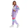 Venta al por mayor transfronteriza de ropa deportiva vintage para mujer, conjuntos casuales hip-hop con bloques de color, disfraces de actuación para fiestas de Halloween